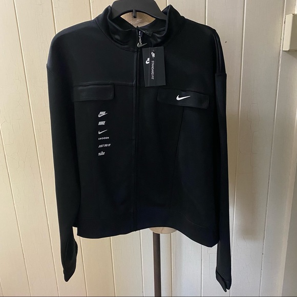 Nike Jackets & Blazers - NIKE sz 1X Black Jacket NSW Swoosh Polyknit Zip Up